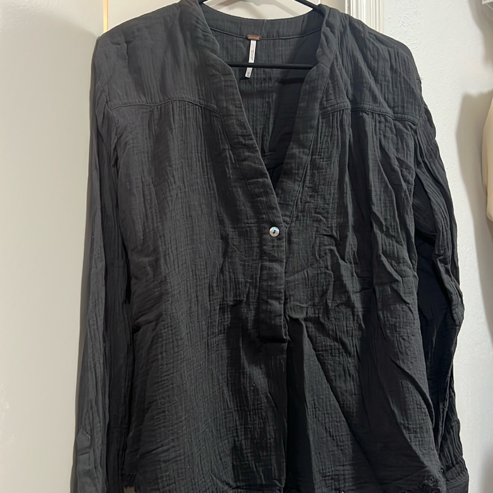 Free People Blouse, Gray, Size Medium